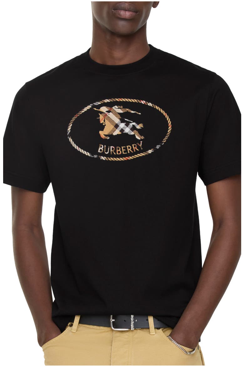 Check Knight Stamp Cotton T-shirt, Main, color, Black