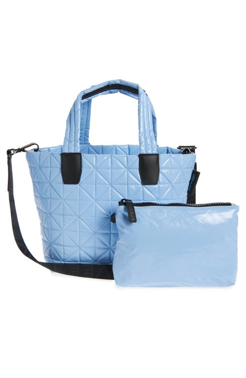 Veecollective Small Vee Quilted Recycled Nylon Tote In Cerulean Vinyl