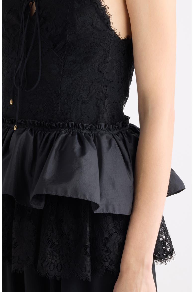 Lace and Technical Taffeta Peplum Camisole, Alternate, color, BLACK