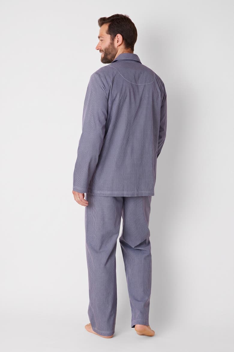 Pima Cotton Long-Sleeved Pajama Set, Alternate, color, Navy / Charleston