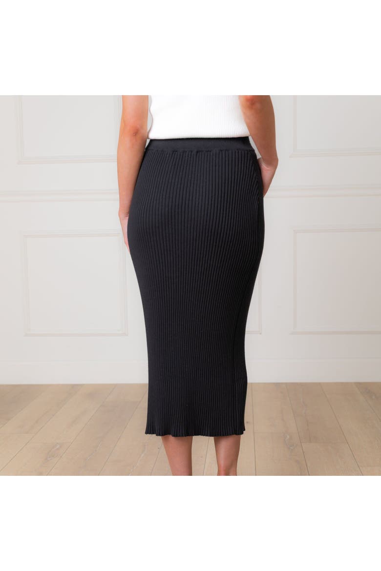 Organic Rib Knit Sweater Midi Skirt, Alternate, color, Black