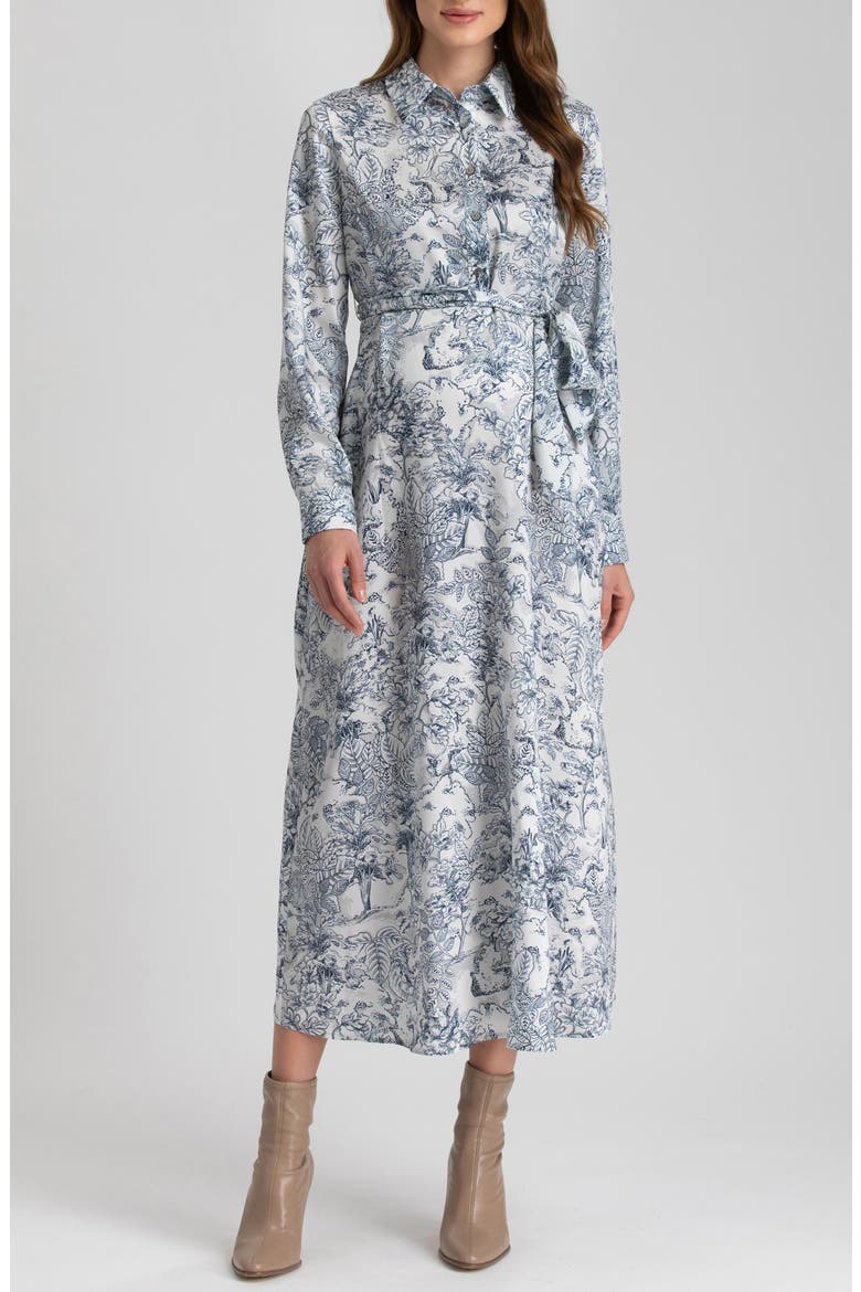 Print Long Sleeve Maternity Dress, Main, color, DARK BLUE