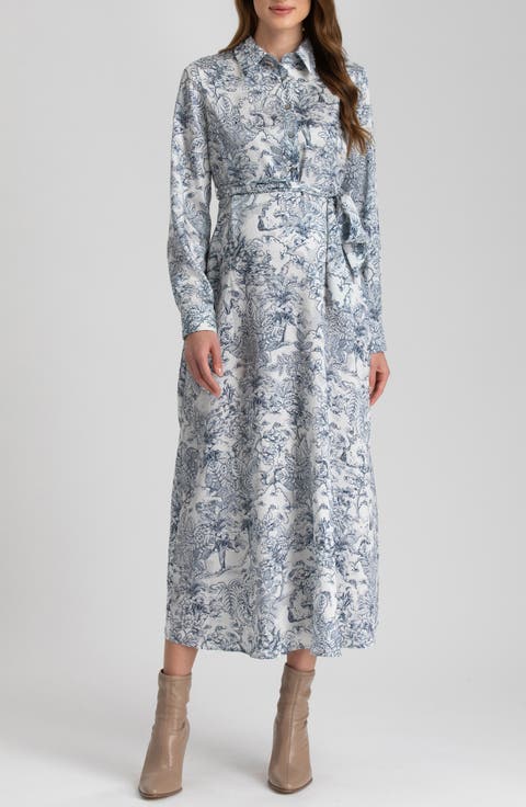 Print Long Sleeve Maternity Dress