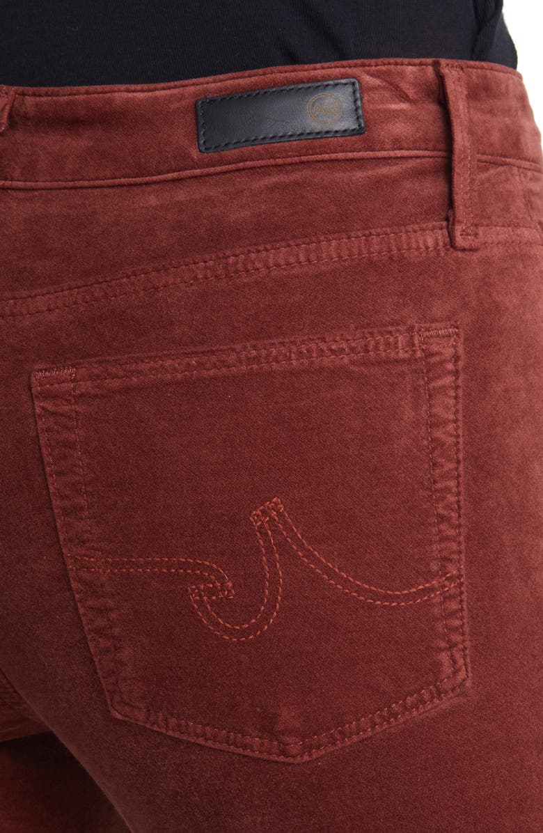 AG The Farrah High Waist Velvet Jeans, Alternate, color, Dark Sangria