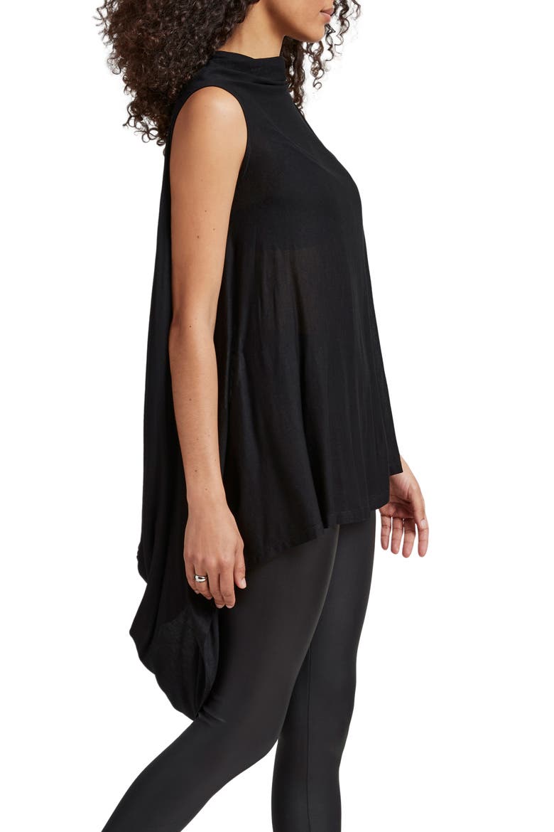 Ines Drape Sleeveless High-Low Tunic Top, Alternate, color, BLACK