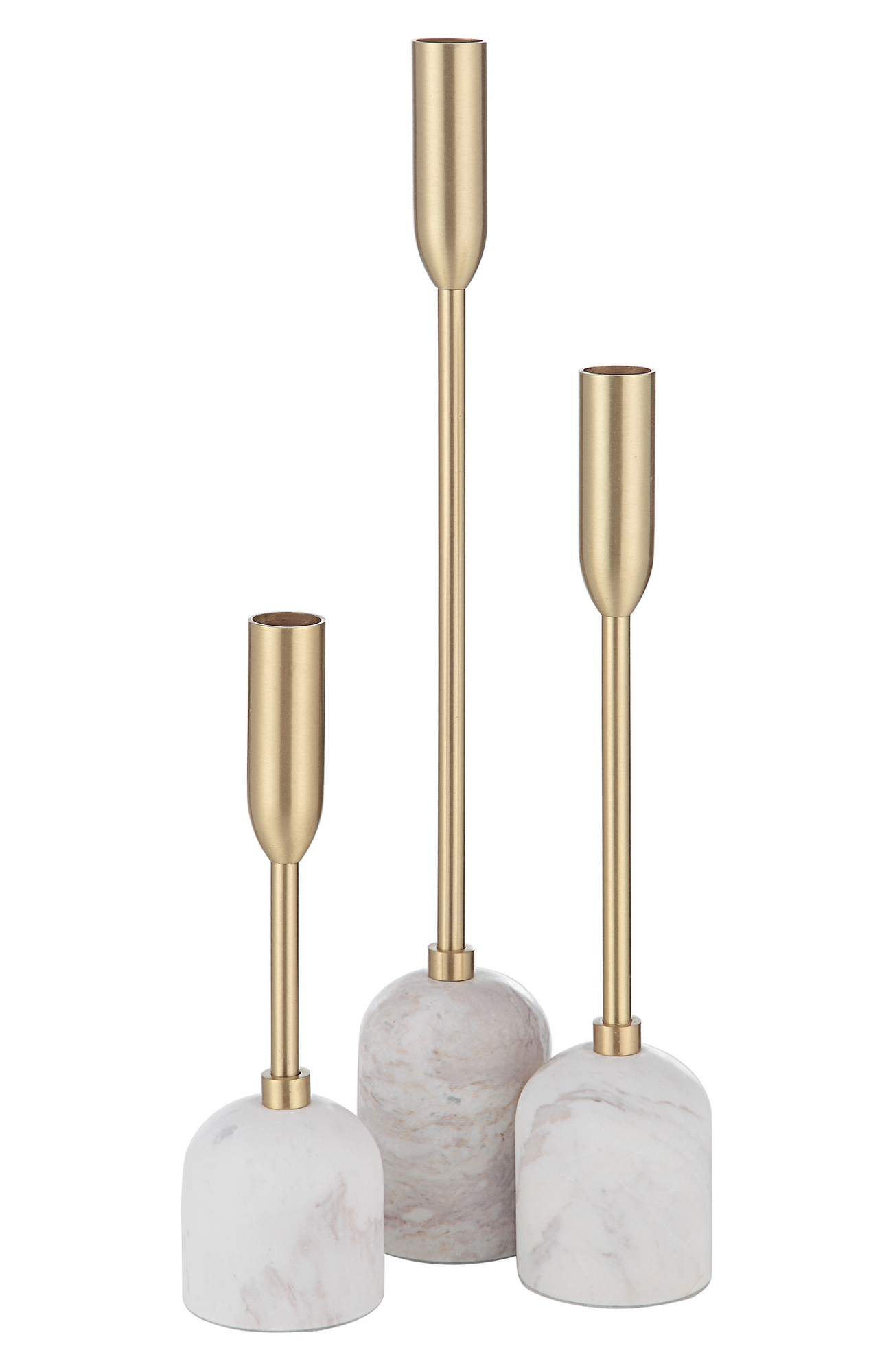Renwil Vesta Set of 3 Tapered Candleholders - Yellow Gold/ White Multi