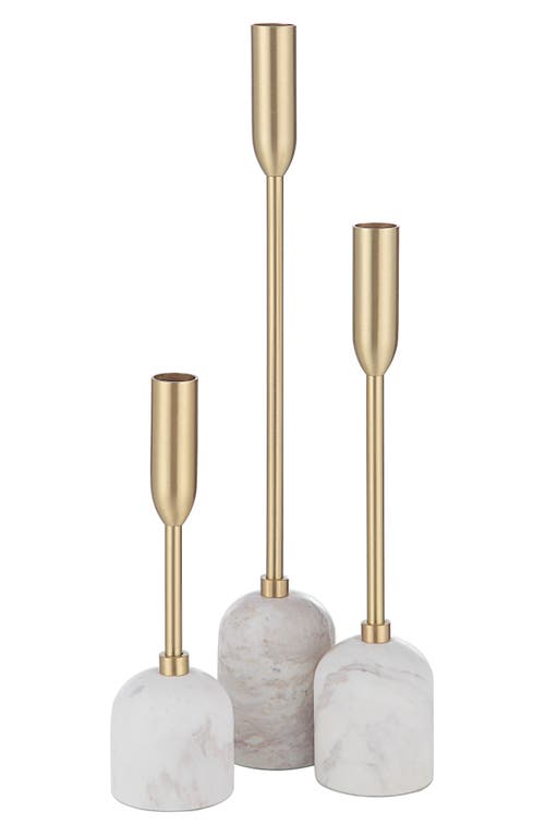 Renwil Vesta Set of 3 Tapered Candleholders in Yellow Gold/White Multi 