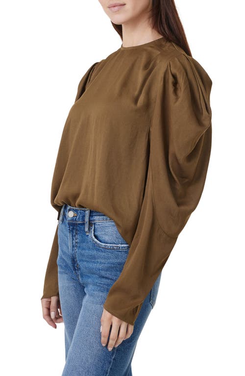 Habitual Puff Shoulder Drape Top In Moss