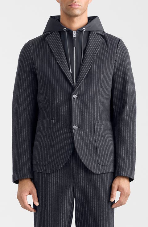 Wells Pinstripe Jacket with Removable Hooded Bib
