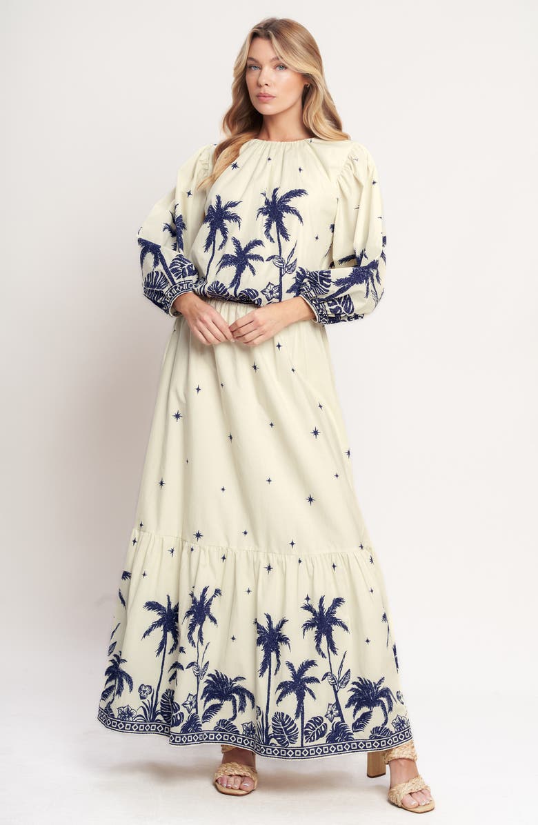 FLYING TOMATO Printed Puff Sleeve Top, Alternate, color, Off White