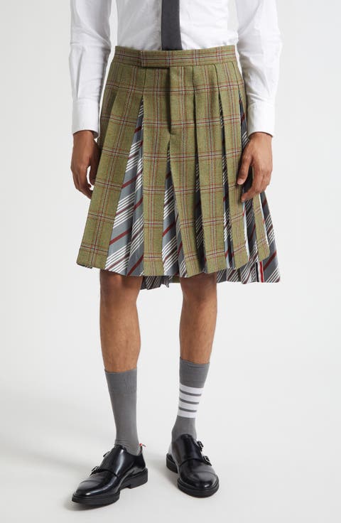 Tartan Pleated Wool Backstrap Skirt