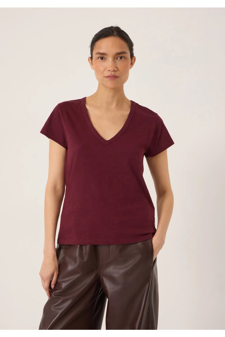 Slim Fit Slub Cotton V-Neck T-Shirt, Main, color, Wine Red