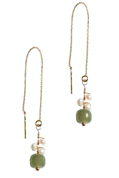Madeleine Jade and freshwater pearl drop earrings