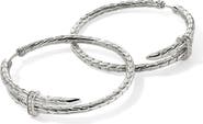 John Hardy Spear Hoop Earrings, Silver, Diamonds, 40mm