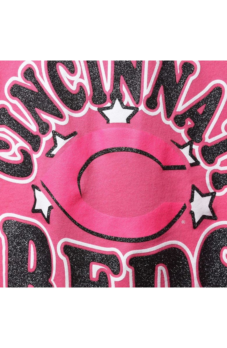 New Era Girl's Youth New Era Pink Cincinnati Reds Jersey Stars V-Neck T-Shirt, Alternate, color,