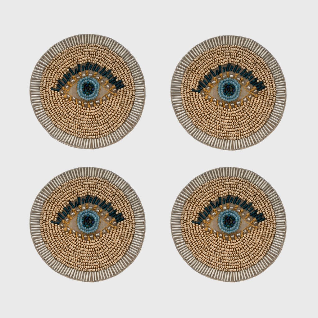 Joanna Buchanan Hand Beaded Coasters In Brown