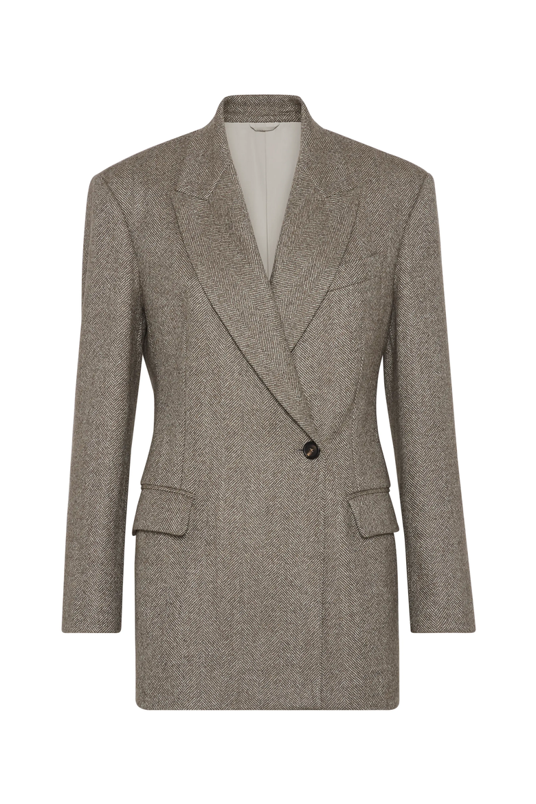 Carded chevron blazer, Main, color, Brown