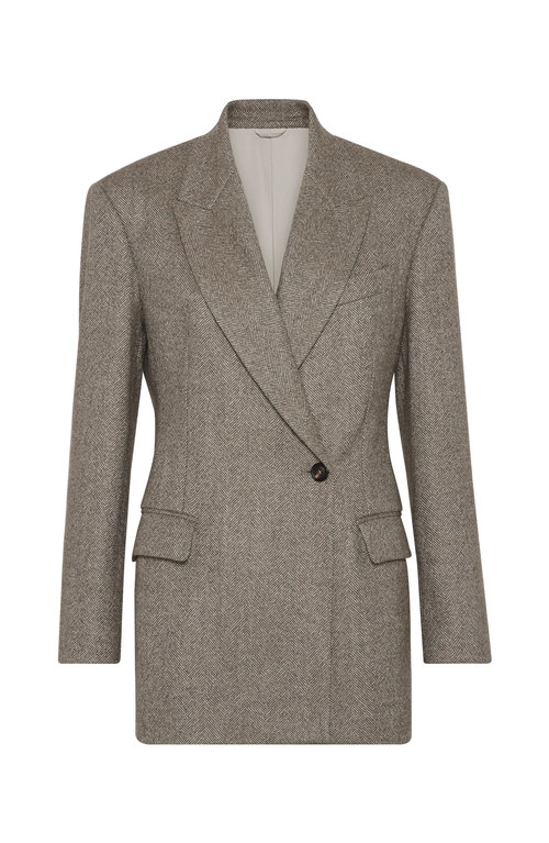 Brunello Cucinelli Brown Single-breasted Jacket With Peak Revers In Brown
