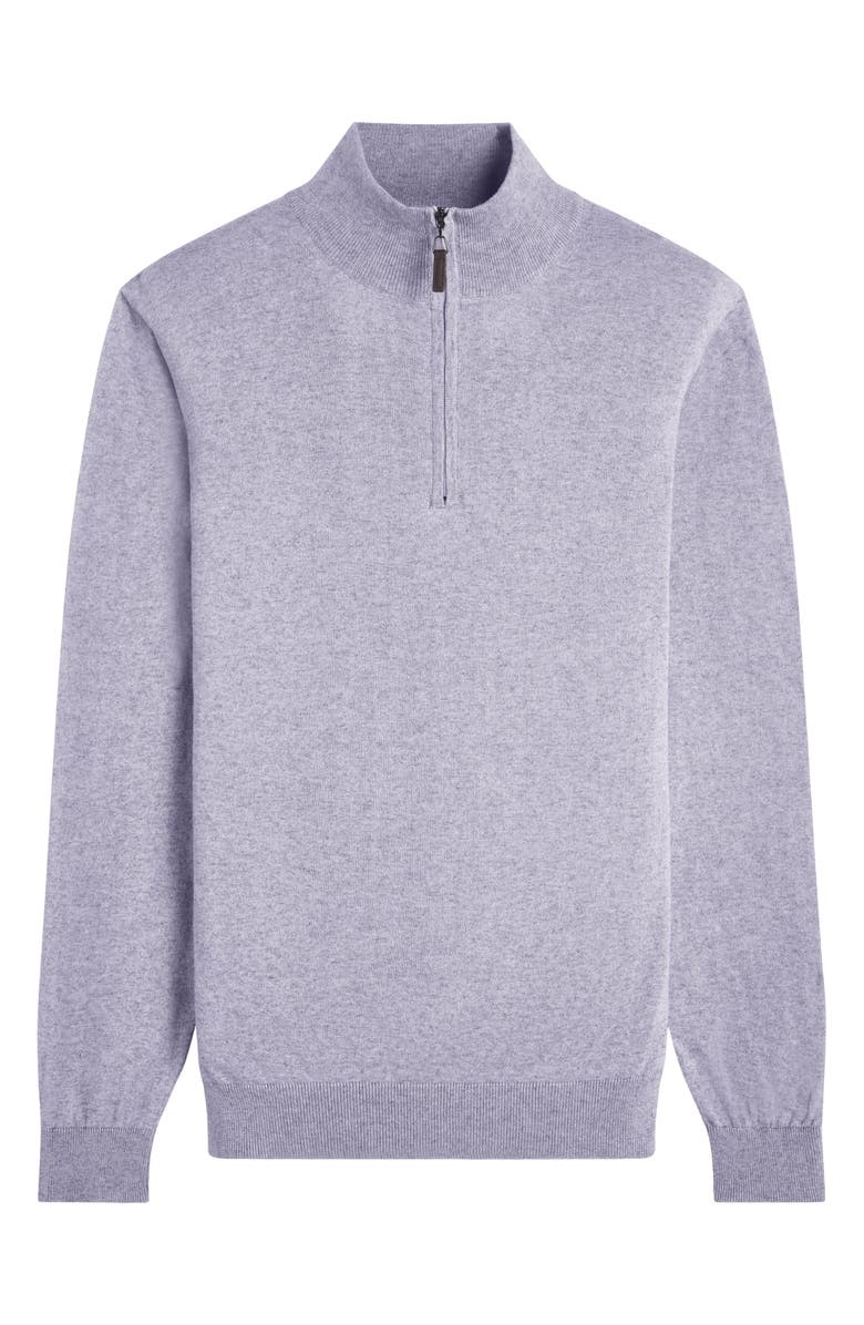 Bugatchi Quarter Zip Cotton & Cashmere Pullover, Alternate, color, Platinum