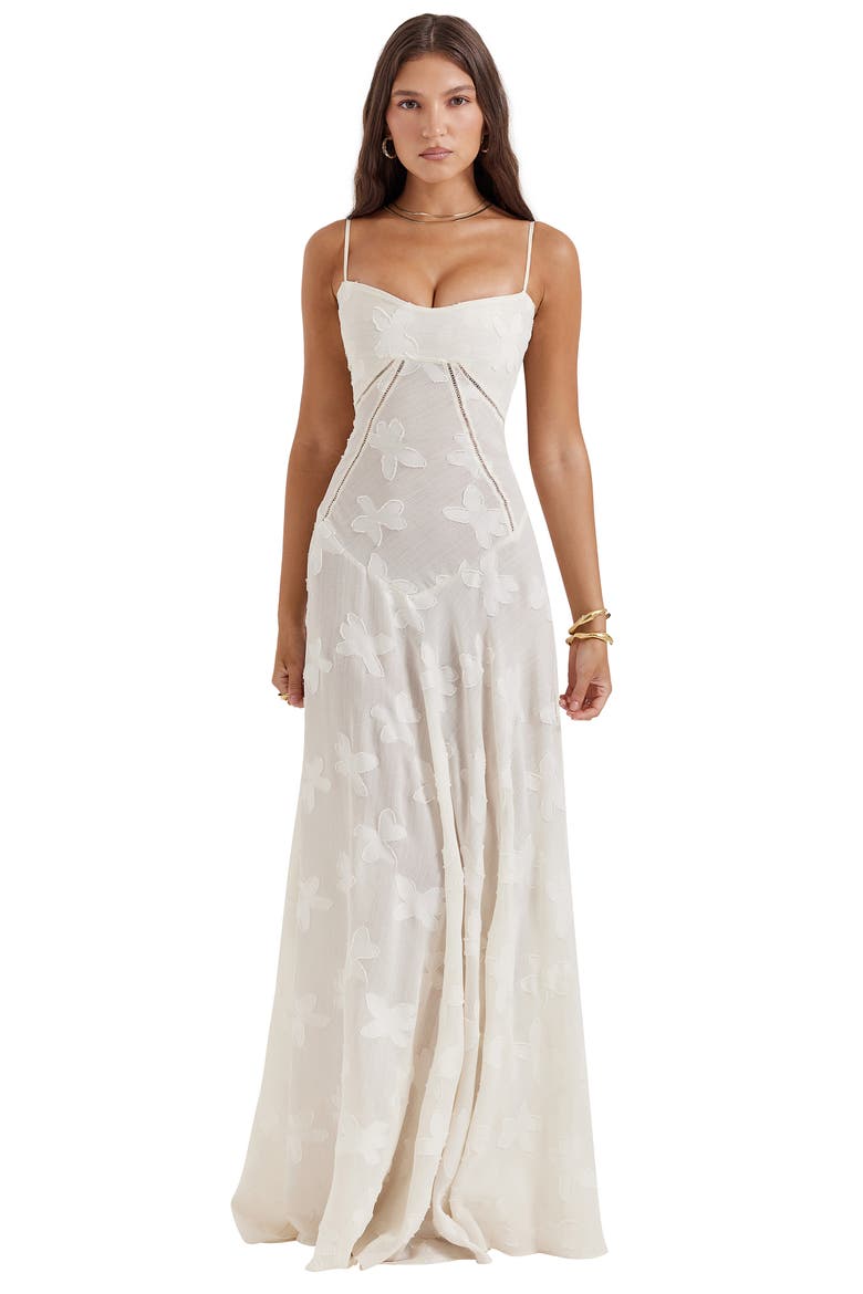 Seren Blush Sheer Lace-Up Back Gown, Alternate, color, VINTAGE CREAM