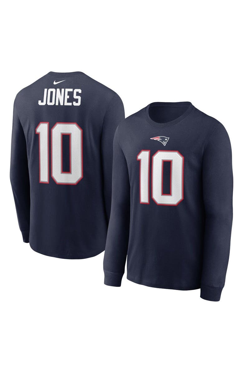Nike Men's Nike Mac Jones Navy New England Patriots Player Name & Number Long Sleeve T-Shirt, Main, color,