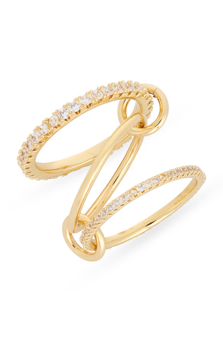 Leith Interlocked Cubic Zirconia Ring, Alternate, color, Clear- Gold