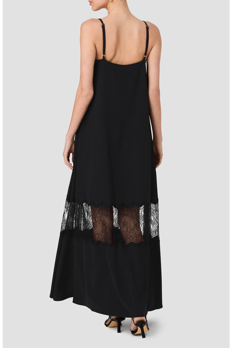 Quinn Crepe Lace Maxi Dress, Alternate, color, 01-BLACK