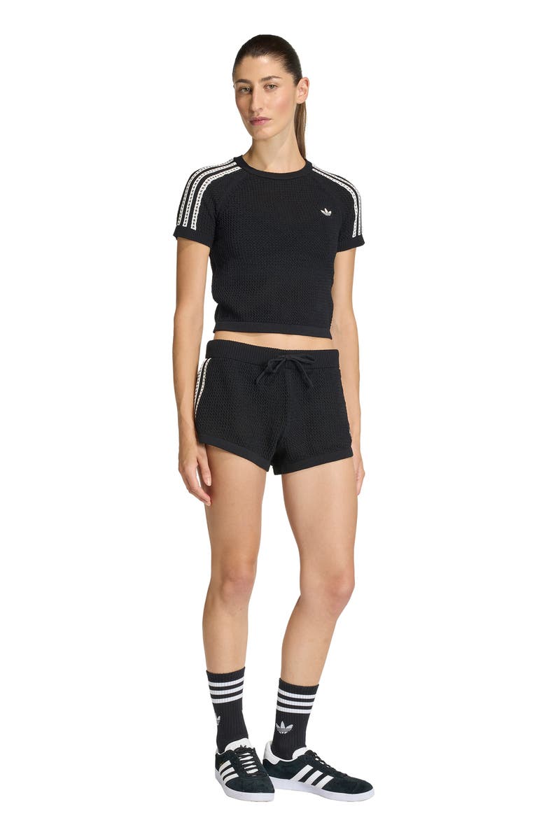 adidas Originals Open Stitch Short Sleeve Crop Sweater, Alternate, color, 