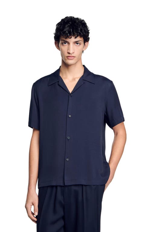Sandro Shark Collar Shirt In Midnight Blue