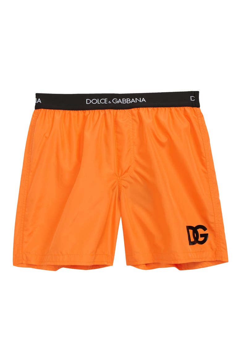 Kids' Logo Swim Trunks, Main, color, ARANCIO SCURO