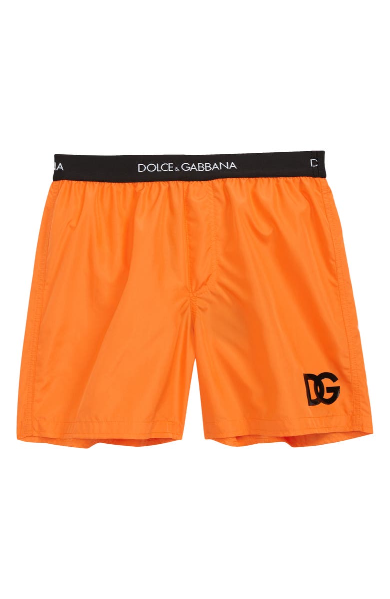 Dolce&Gabbana Kids' Logo Swim Trunks, Main, color, 