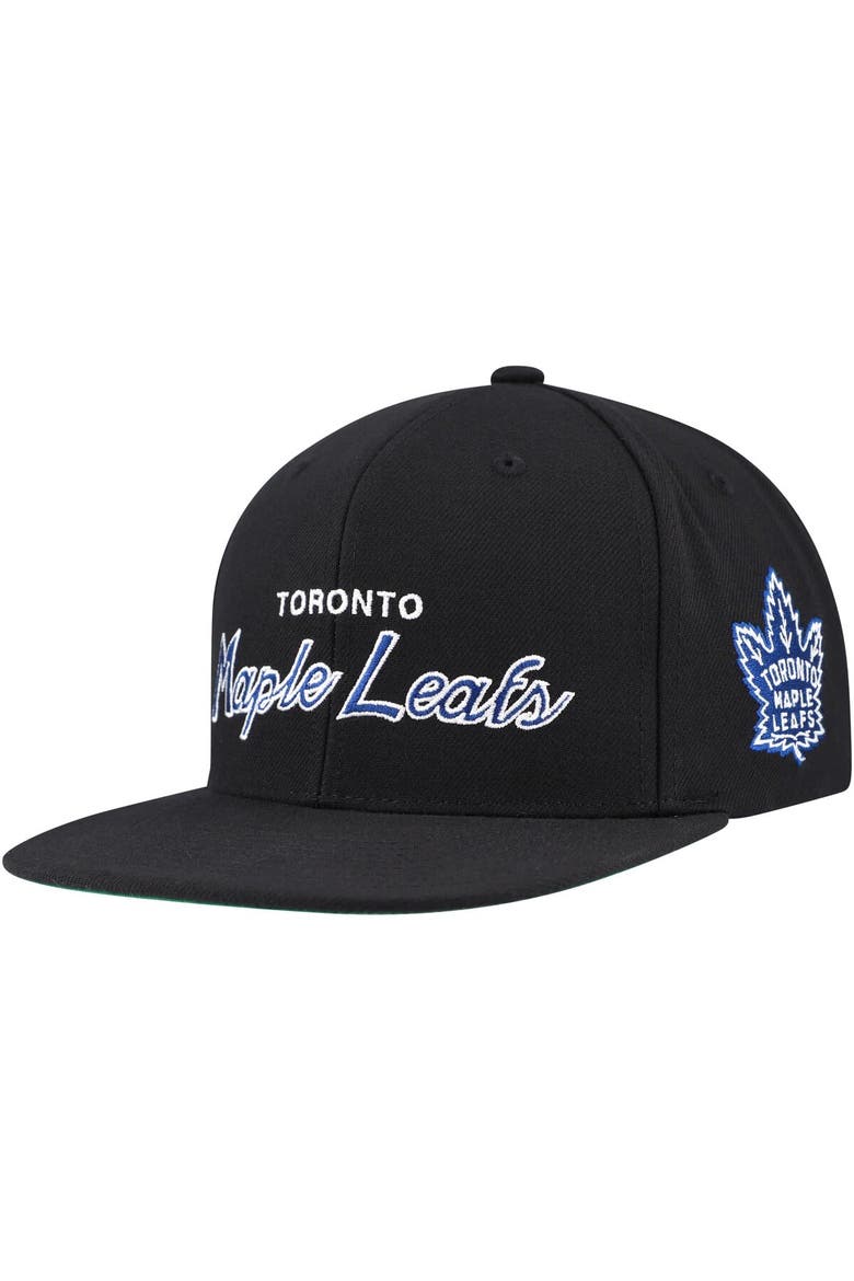 Men's Mitchell & Ness Black Toronto Maple Leafs Core Team Script 2.0 Snapback Hat, Main, color, Black