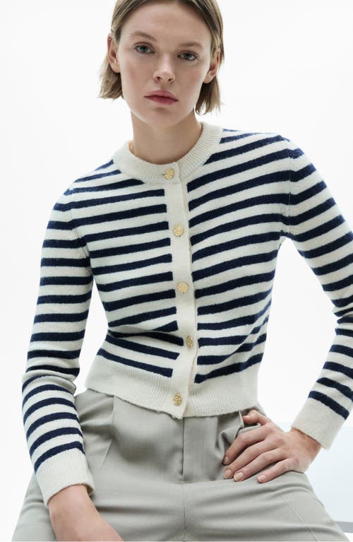 Shop Mango Eliote Crop Cardigan In Navy
