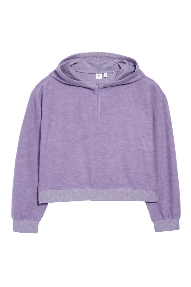 Half Zip Fleece Hoodie, Alternate, color, PURPLE SHEER HEATHER