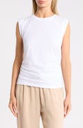 Caslon® Side Ruched Cotton Blend Tank