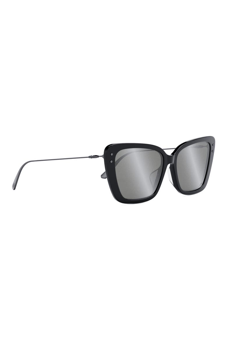 MissDior B5I 54mm Butterfly Sunglasses, Alternate, color, SHINY BLACK / SMOKE MIRROR