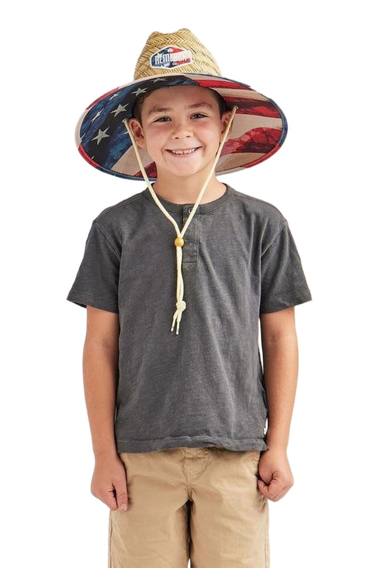Brave Big Kids Straw Lifeguard Hat, Alternate, color, USA Flag