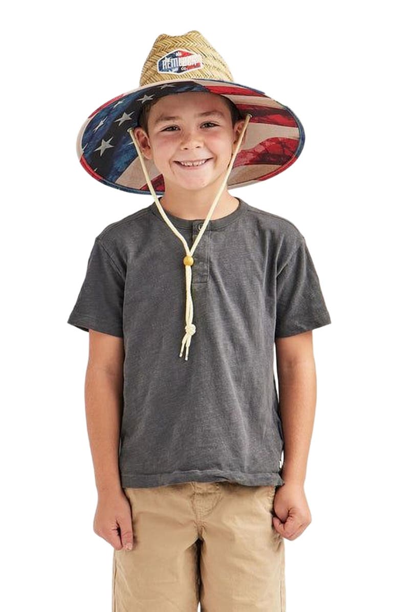 Hemlock Brave Big Kids Straw Lifeguard Hat, Alternate, color, Usa Flag