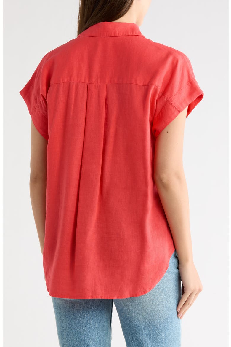 Double Pocket Linen Blend Camp Shirt, Alternate, color, RED GERANIUM