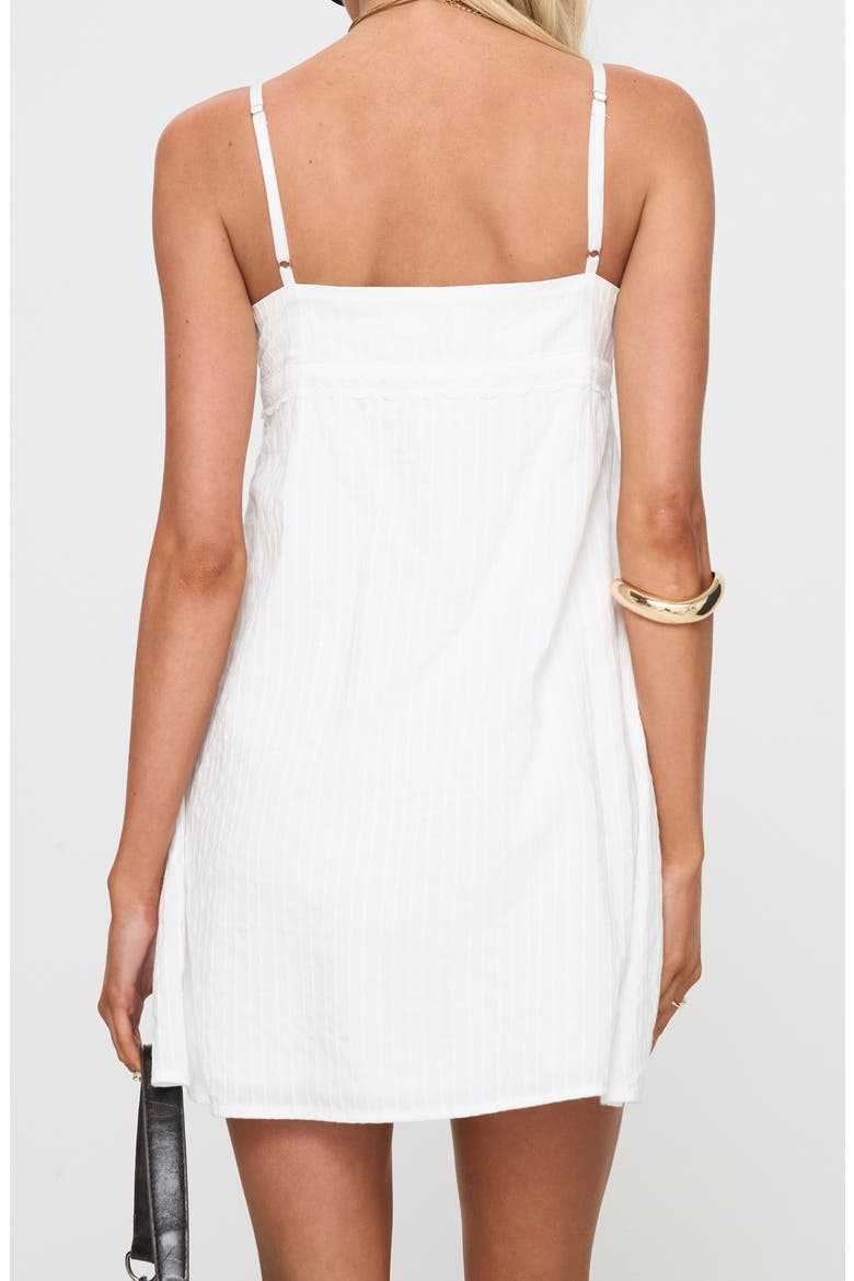 Lunya Lace Trim Recycled Cotton Minidress, Alternate, color, WHITE