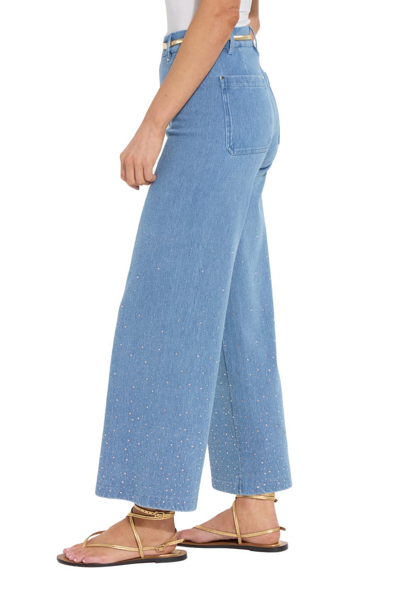 Erin Crystal Embellished Wide Leg Jeans, Alternate, color, BLEACHED BLUE