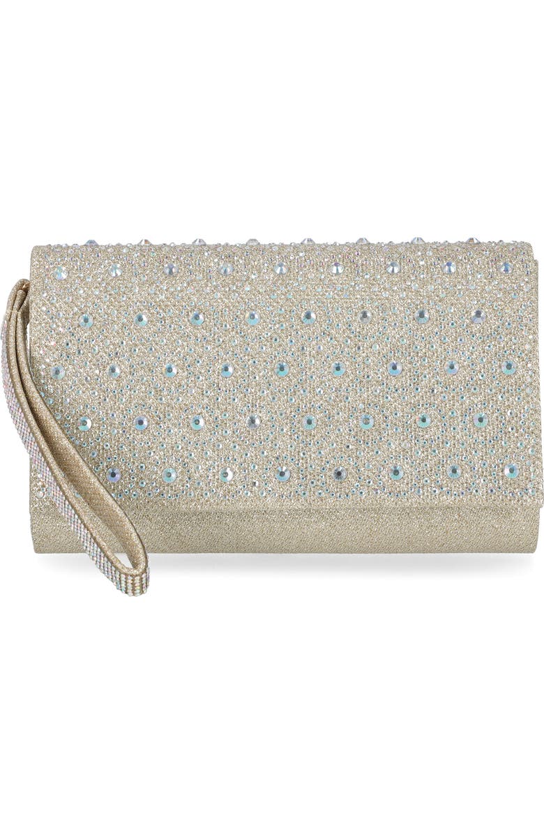 Jessica McClintock Waverly Crystal Embellished Clutch, Main, color, Champagne