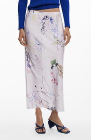 Desigual Floral Print Bias Cut Maxi Skirt