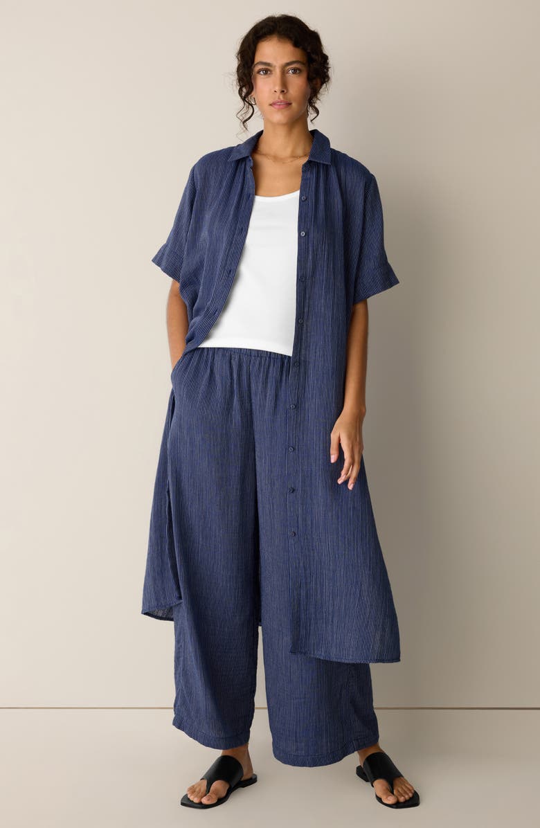 Eileen Fisher Stripe Wide Leg Ankle Pants, Alternate, color, Deep Dive