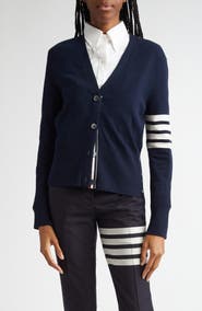 Thom Browne Holidays Classic 4-Bar Virgin Wool V-Neck Cardigan