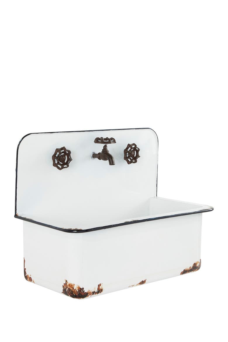White Metal Indoor Outdoor Sink Wall Planter - Set of 2, Alternate, color, WHITE