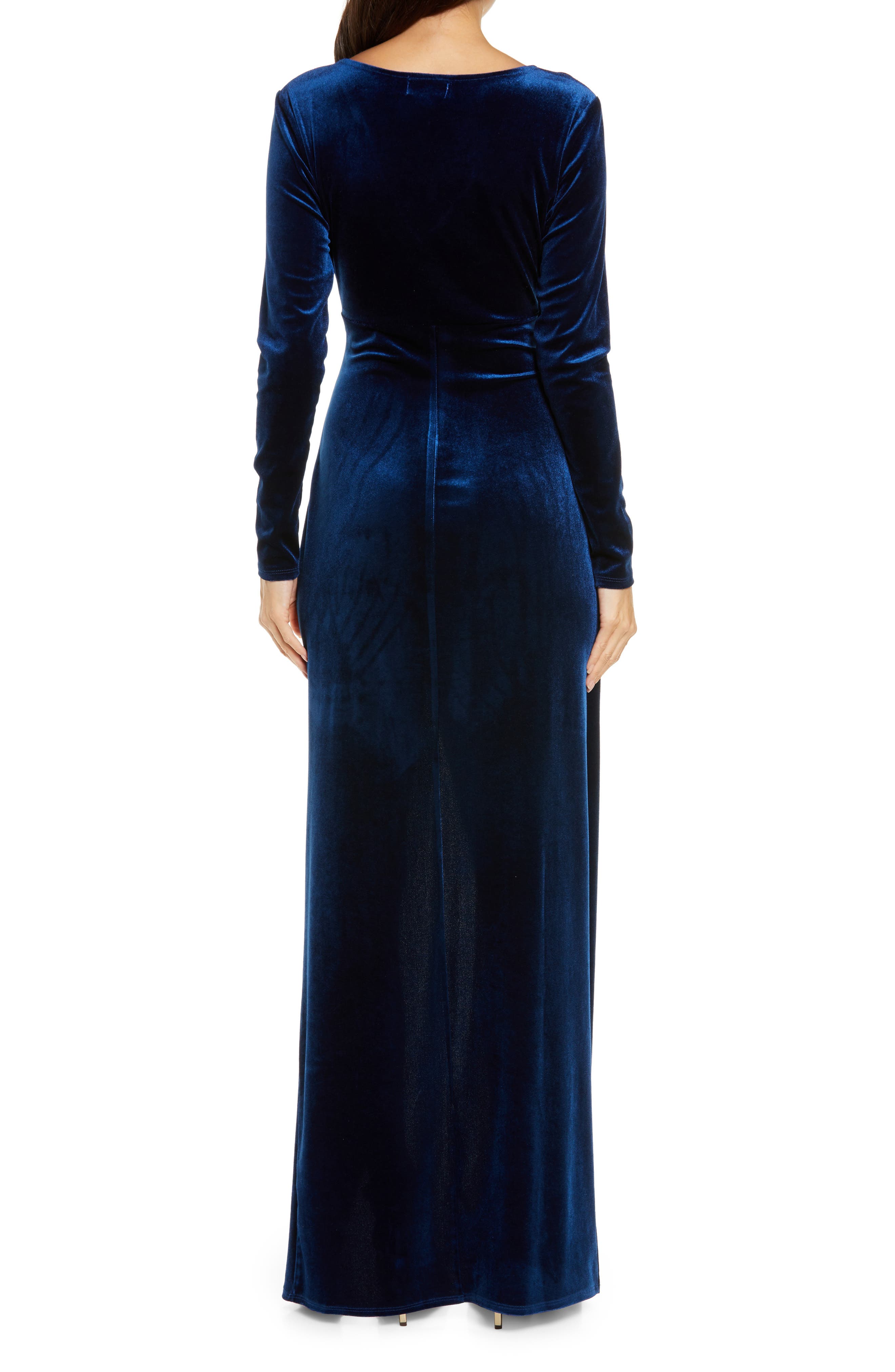 Ruched Long Sleeve Velvet Gown - image 2