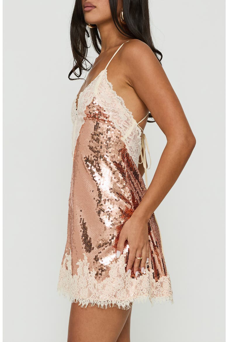 Call My Lover Lace Sequin Minidress, Alternate, color, GOLD SEQUIN