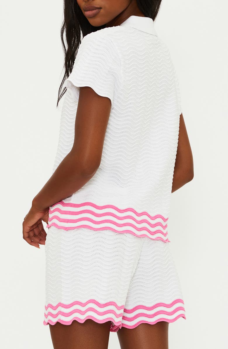 Beach Riot Vera Short Sleeve Cover-Up Top, Alternate, color, Strawberry/ White