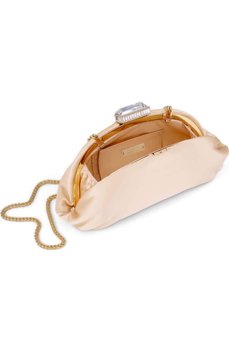 BADGLEY MISCHKA Leia Satin Pouch Clutch, Alternate, color, Nude